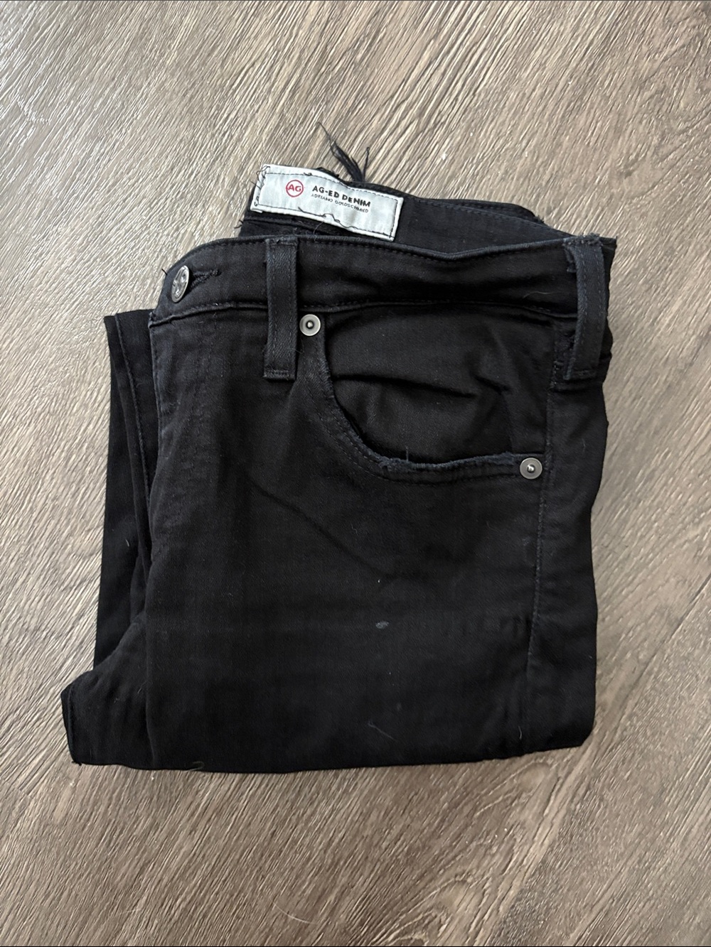 AG Women’s Black Distressed Skinny Jeans